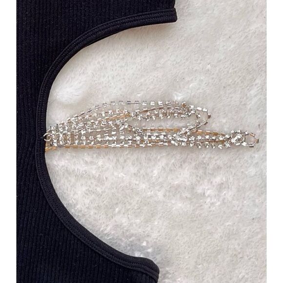 NWT Zara Black Ribbed Limitless Contour Collection Cutout Jewel Bodysuit, XS-S - Picture 12 of 13